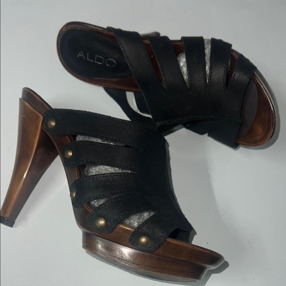 Aldo Black Women's Heeled Sandals Sz 8 - Picture 2 of 10